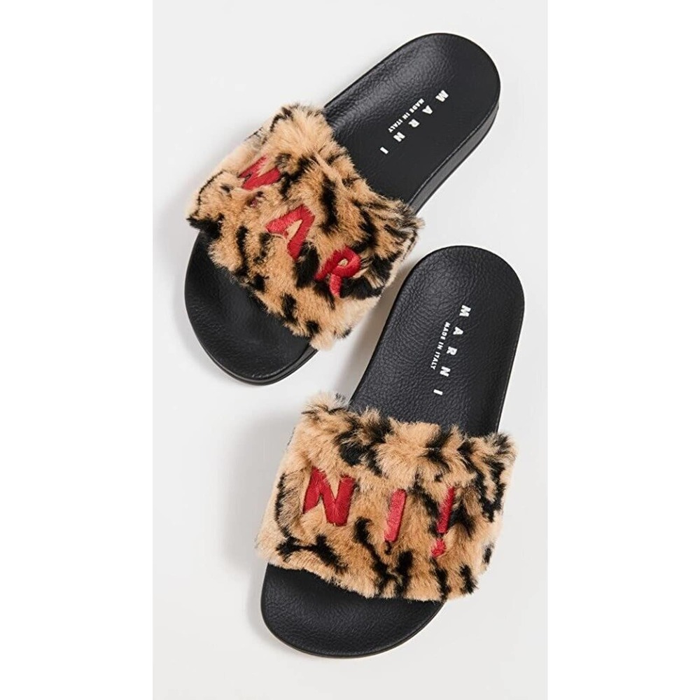 Marni Leopard print faux fur slide size EU 45 / US 12 Men's